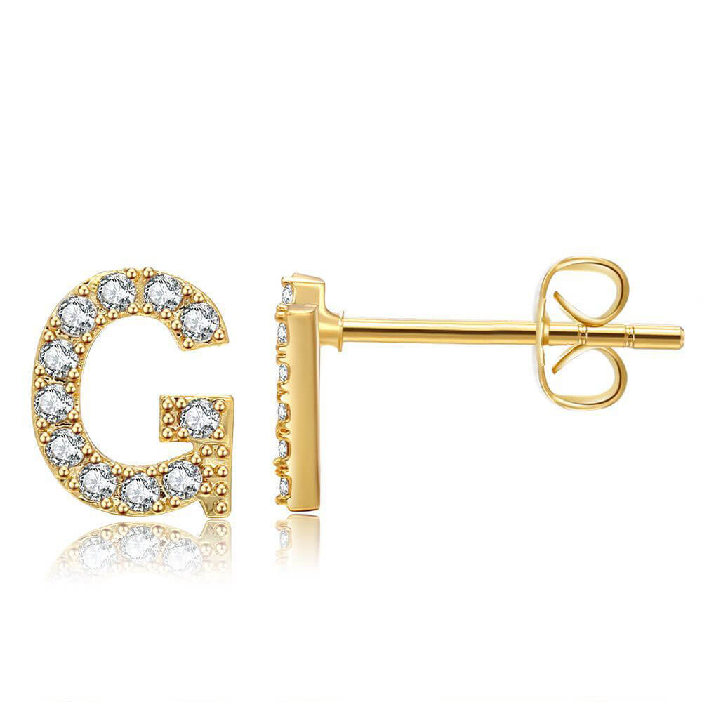 Orecchini con Iniziale in Zirconia Placcati Oro 18K