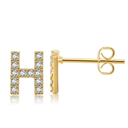 Orecchini con Iniziale in Zirconia Placcati Oro 18K