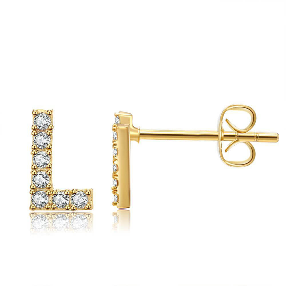 Orecchini con Iniziale in Zirconia Placcati Oro 18K