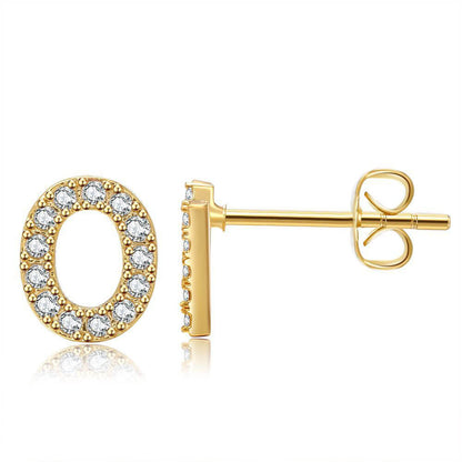 Orecchini con Iniziale in Zirconia Placcati Oro 18K