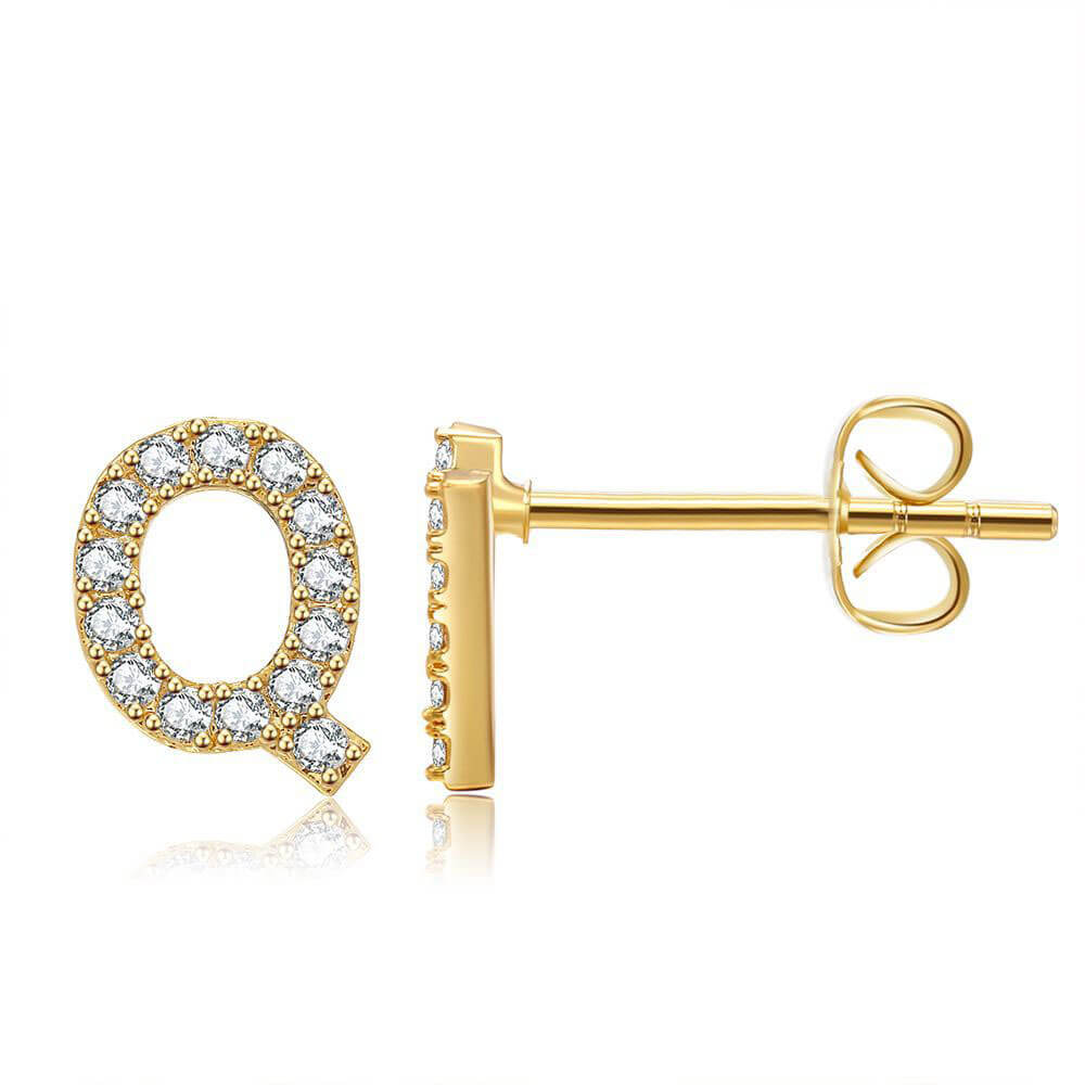 Orecchini con Iniziale in Zirconia Placcati Oro 18K