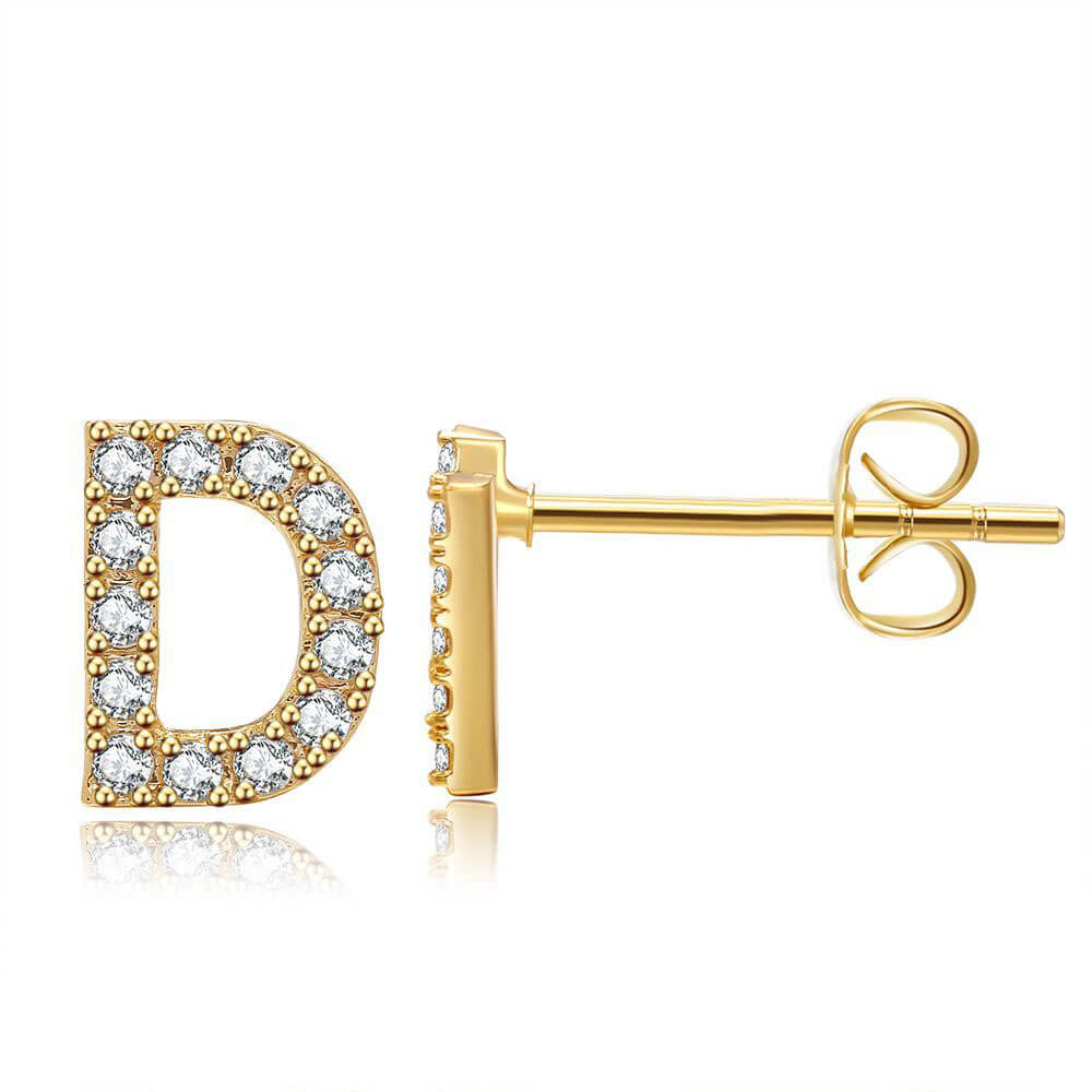 Orecchini con Iniziale in Zirconia Placcati Oro 18K