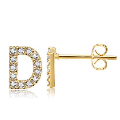 Orecchini con Iniziale in Zirconia Placcati Oro 18K