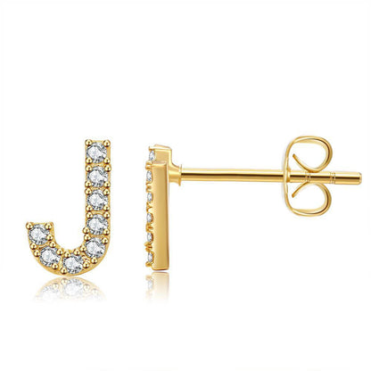 Orecchini con Iniziale in Zirconia Placcati Oro 18K