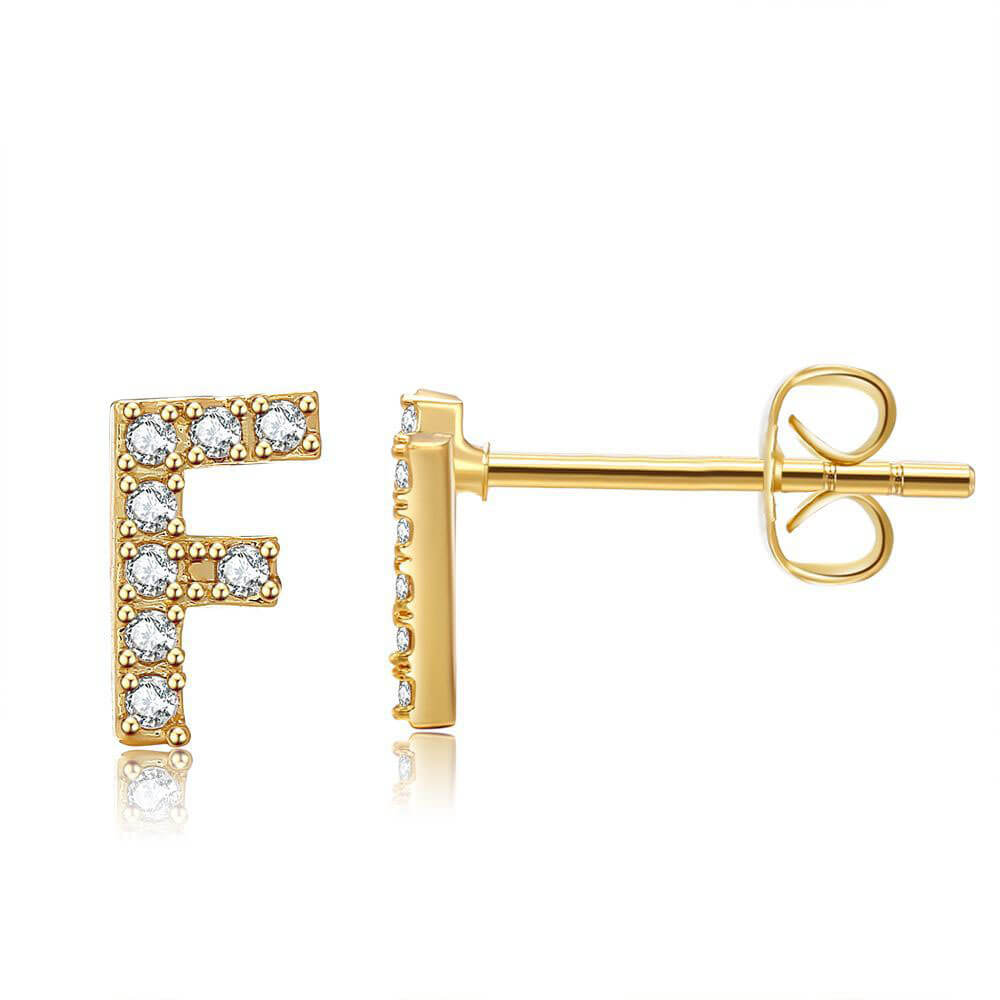 Orecchini con Iniziale in Zirconia Placcati Oro 18K