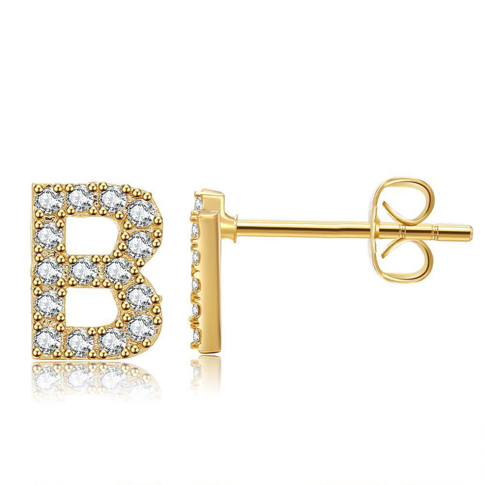 Orecchini con Iniziale in Zirconia Placcati Oro 18K