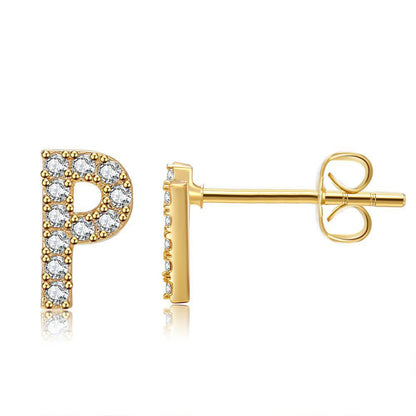 Orecchini con Iniziale in Zirconia Placcati Oro 18K