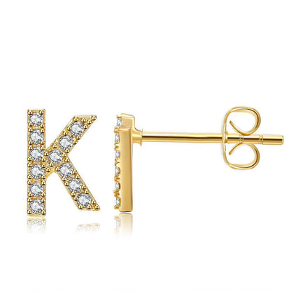 Orecchini con Iniziale in Zirconia Placcati Oro 18K