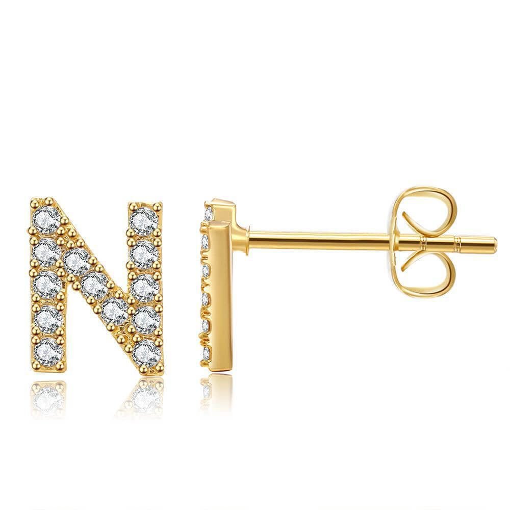 Orecchini con Iniziale in Zirconia Placcati Oro 18K