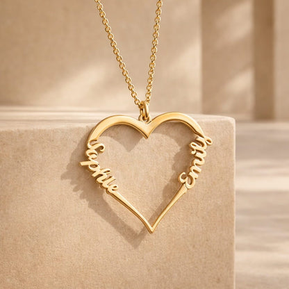 Collana Cuore Personalizzata con Nomi in Acciaio