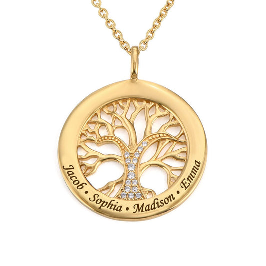 Collana Albero della Vita con Nomi incisi e Zirconi