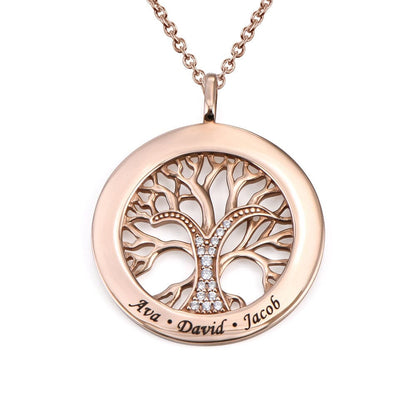 Collana Albero della Vita con Nomi incisi e Zirconi
