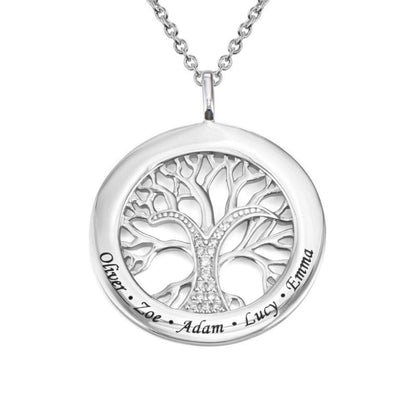 Collana Albero della Vita con Nomi incisi e Zirconi