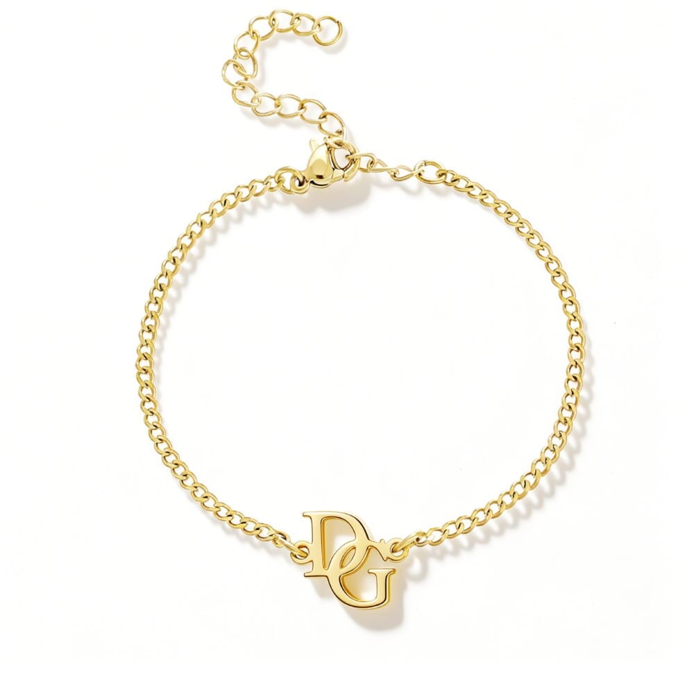Bracciale Personalizzato Iniziali Intrecciate Acciaio