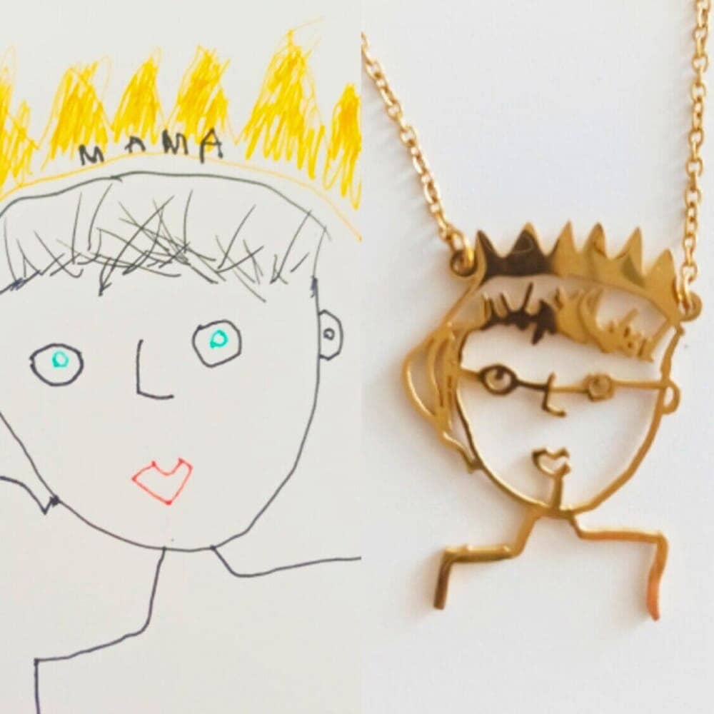 Collana Personalizzata con Disegno Bambino Acciaio 316L