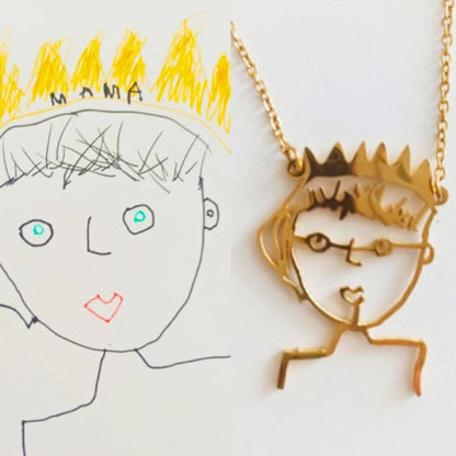 Collana Personalizzata con Disegno Bambino Acciaio 316L