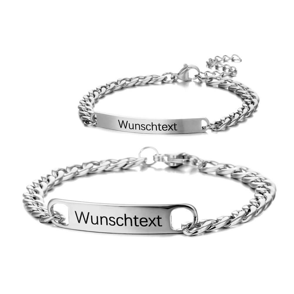 set bracciali personalizzabili per coppia in acciaio