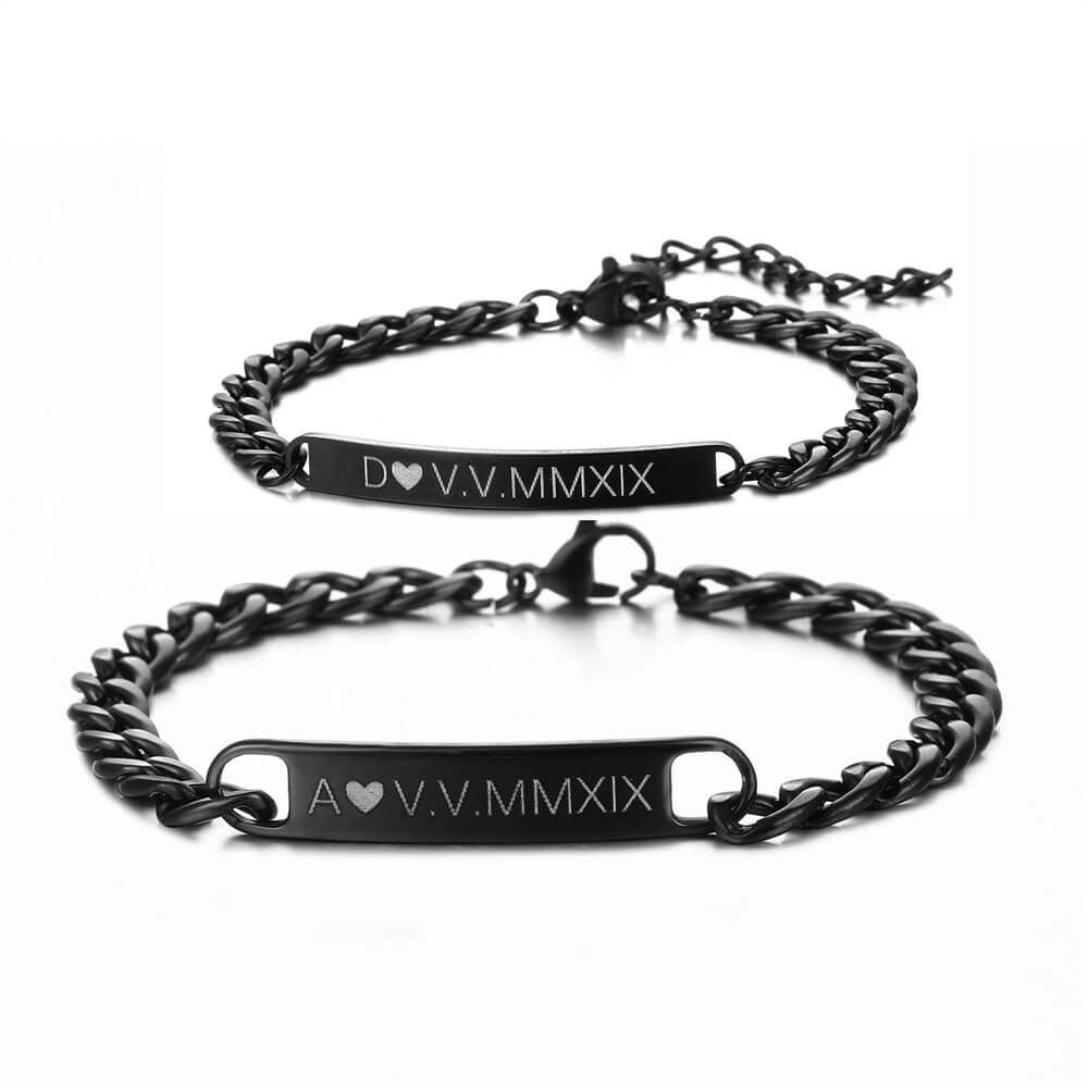 set bracciali personalizzabili per coppia in acciaio