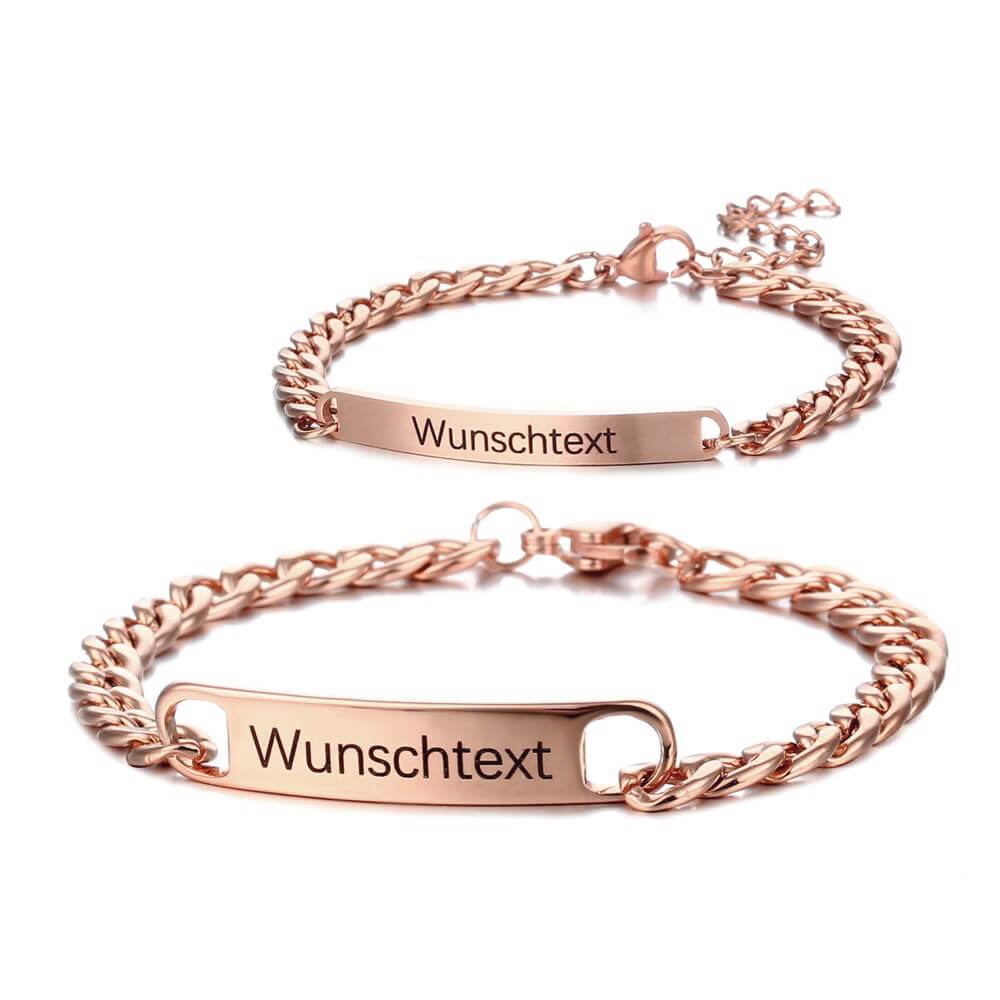 set bracciali personalizzabili per coppia in acciaio