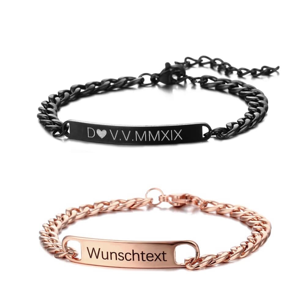 set bracciali personalizzabili per coppia in acciaio
