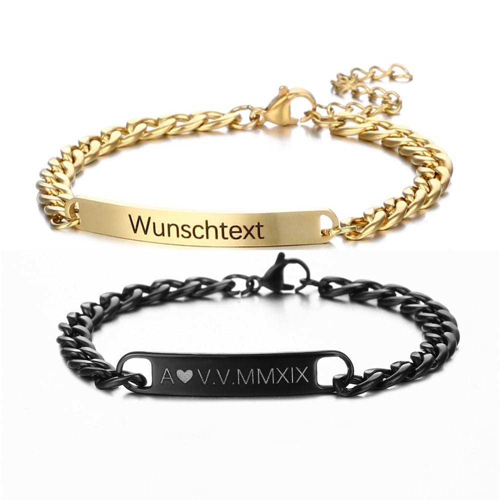 set bracciali personalizzabili per coppia in acciaio