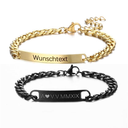 set bracciali personalizzabili per coppia in acciaio