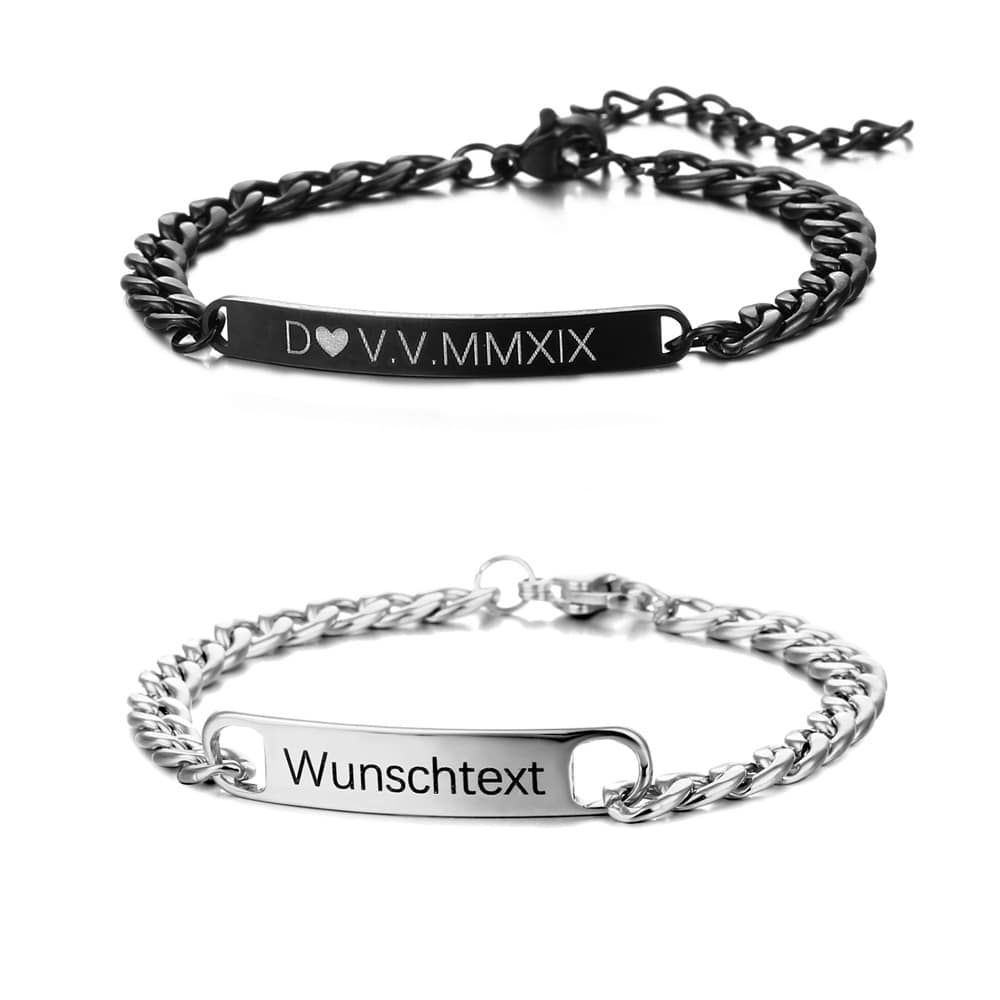 set bracciali personalizzabili per coppia in acciaio