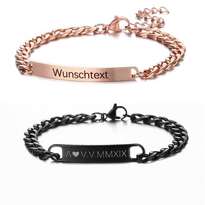 set bracciali personalizzabili per coppia in acciaio