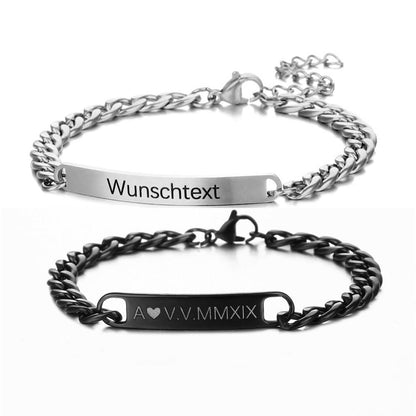 set bracciali personalizzabili per coppia in acciaio
