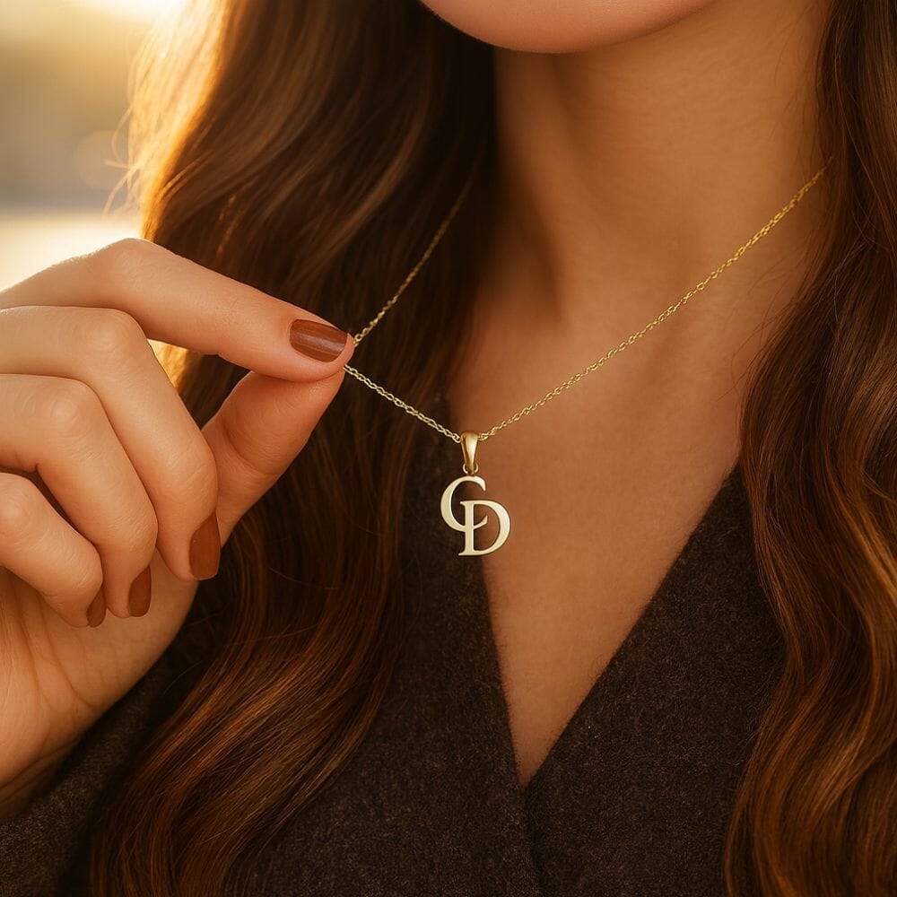 set collana e bracciale con iniziali intrecciate personalizzabili