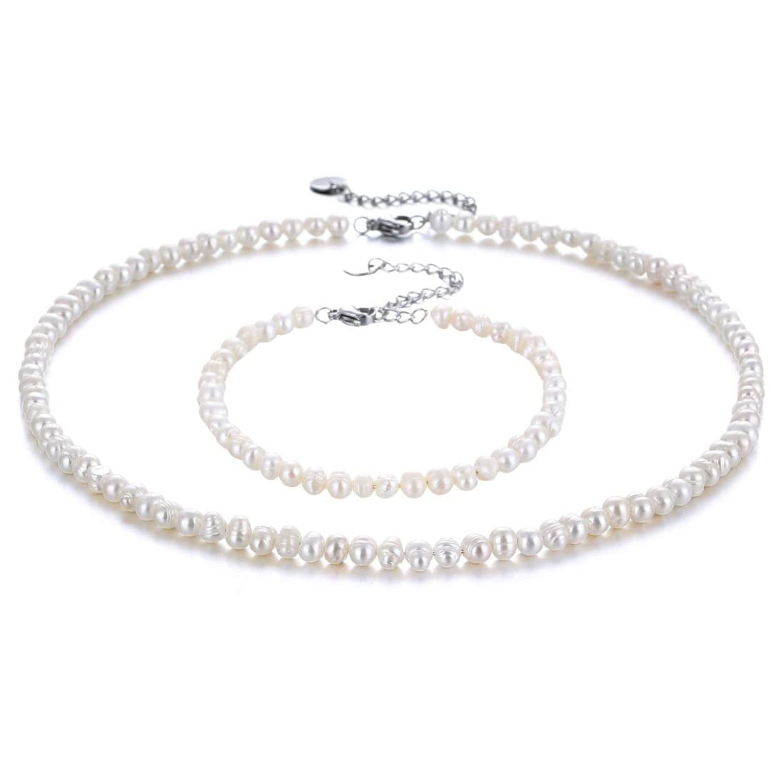 set gioielli perle dacqua dolce personalizzabile acciaio
